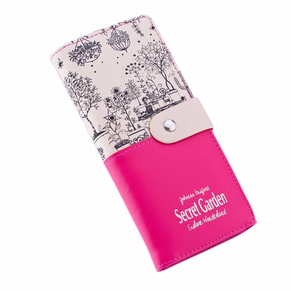 

Women Secret Garden Coin Purse Short Wallet Card Holders Handbag Bags For Female Girls Mini Monederos Bags For Ladies 814