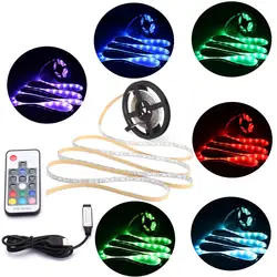 Неводонепроницаемая Светодиодная лента DC5V USB RGB 30 светодиодный s 5050SMD Светодиодная лента ТВ задняя подсветка комплект с 17 клавишами пульт