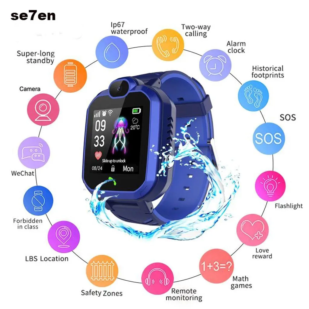 DS69 Children Smart Watch Blueteeth SIM Card SmartWatch Kid With GPS IP67 Waterproof SOS hands-free intercom Smart watch  20J22