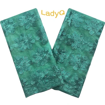 

2020 Polyester Nigerian Lace Fabric 2019 High Quality Teal African Lace Fabrics Embroidered White French Lace Tule for Wedding