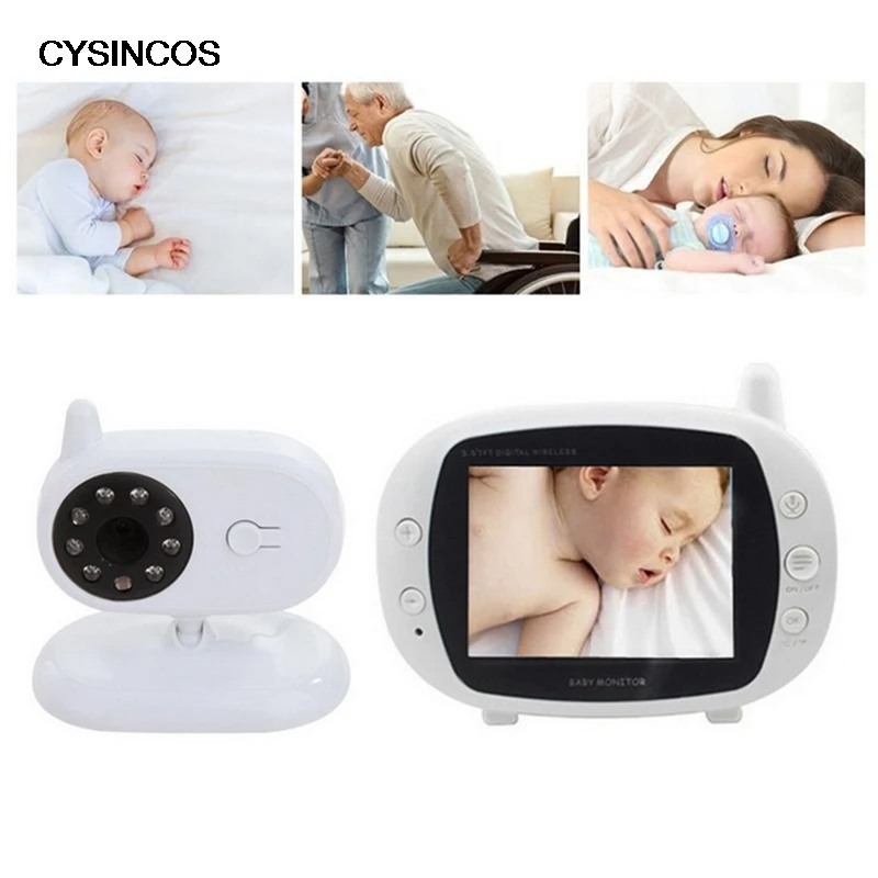 

CYSINCOS Wireless Video Color Baby Monitor 3.5 Inch High Resolution Night Vision Temperature Monitoring Nanny Security Camera