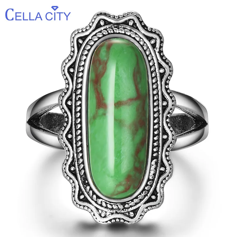 Длинное Зеленое серебряное кольцо Cellacity 925 для женщин модное ювелирное изделие