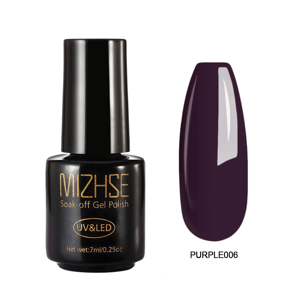Purple006 MIZHSE 7 мл Лак для ногтей великолепный Гель-лак для ногтей Vernis покрытие гель-лаки для ногтей Гель-лак Полупостоянный УФ-основа - Цвет: Purple006