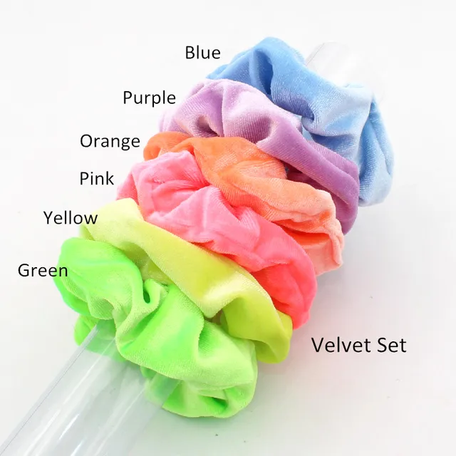 6pcs/lot Fashion Women Girls Silky Satin Hair Scrunchies Solid Stretch Elastic Hair Tie Simple Elegant Rubber Band Ponytail Tie MIX4