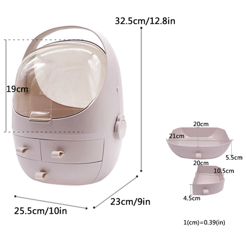  Clamshell 3 Drawer Dressing Table Rounded Makeup Holder Storage Box For Lipstick Jewelry Cosmetic O