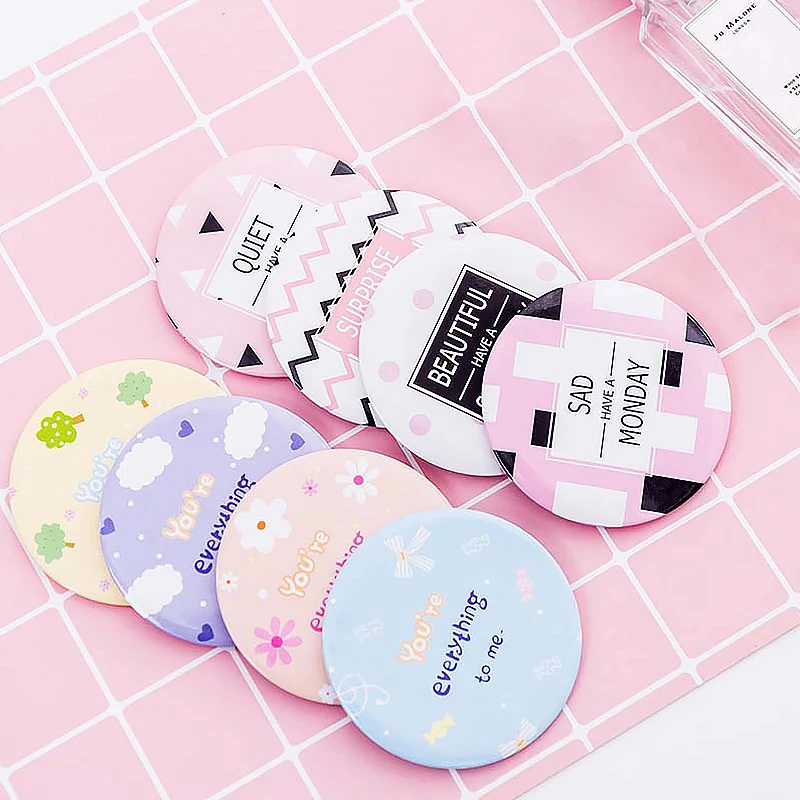 New Mini Multi Styles Round Makeup Mirror Cartoon Pattern Portable Compact Pocket Women Girl Cosmetic Small Compact Mirrors