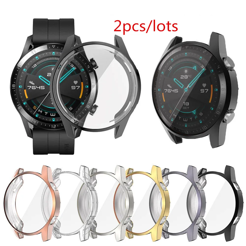 

2pcs Watch Case For Huawei Watch GT 2 46mm Case Soft Silicone TPU Protective watch Cover Protector Frame For Huawei GT2 42mm