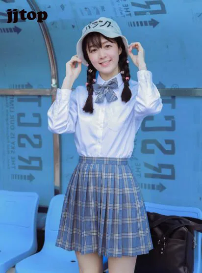 PLUS SIZE Japanese girl jk uniform CHECKED PLEATED dress Long Sleeve Shirt For Women Orthodox School Uniform | Тематическая одежда
