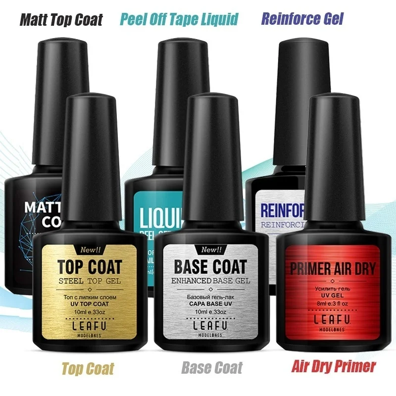 

Modelones 6Pcs/Lot Long Lasting Base Top Nail Coat Gel Polish Soak Off Matte Top Coat Semi Permanent Reinforce Led Gel Nail Set