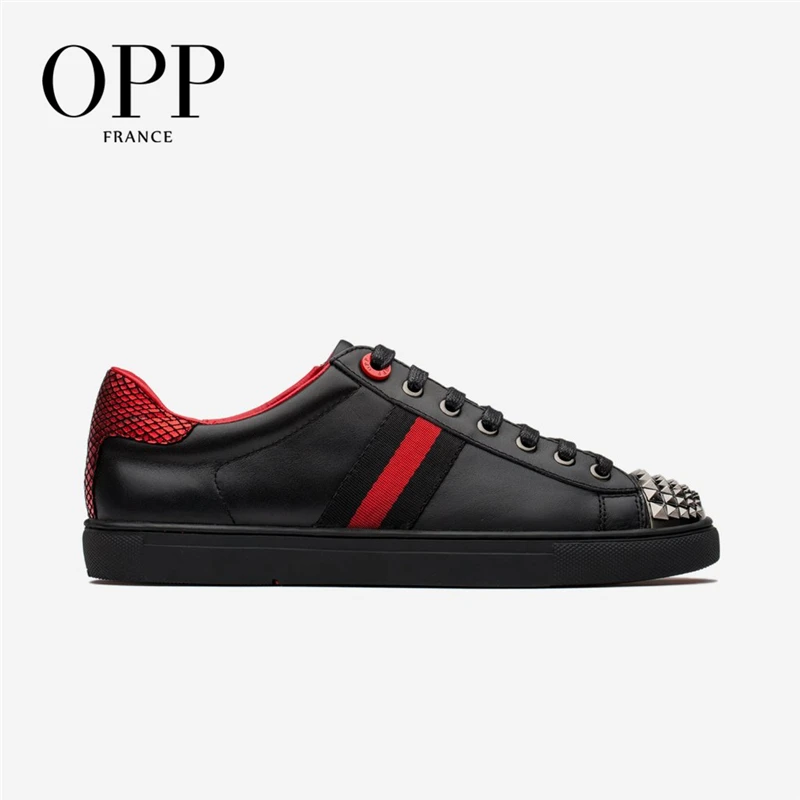 OPP Men's Shoes Hip Hop Metal Rivet Lace-up Leather Fashion Casual Rock Punk Skateboard | Обувь
