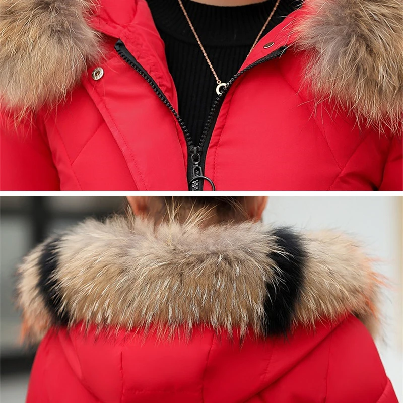 Женское пальто с капюшоном, зимние парки, новая женская куртка, верхняя одежда с меховым воротником, женское хлопковое Стеганое теплое плотное длинное пальто 253