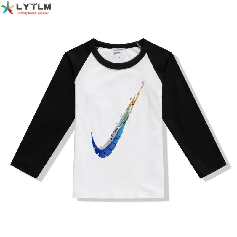 LYTLM XXX/детская футболка для малышей Детские корейские футболки для девочек, осенняя футболка Koszulka для мальчиков 2 лет забавная футболка Enfant Garcon - Цвет: CX Raglan Black