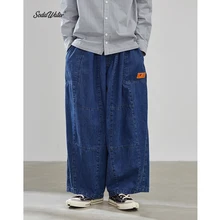 SODAWATER мужские джинсы с широкими штанинами, уличная одежда, однотонные синие джинсы, Мужские джинсы в японском стиле, повседневные свободные хлопковые джинсы для мужчин 93340W