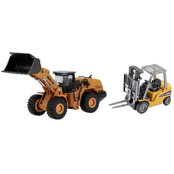 

HUINA 2 Pcs 1:50 Alloy Static Model Children'S Toys, Loader Car & Forklift