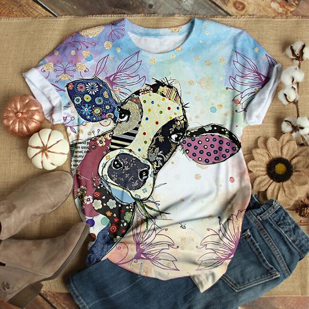 

Women Tshirt Cartoon Donkey Printed Short Sleeve Animal Print T-shirt O-neck Casual Animal Printing Tops Female 2020 Summer Tee