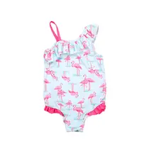 Брендовый купальный костюм для малышей; бикини с фламинго для маленьких девочек; купальный костюм; Цельный купальник с оборками; Лидер продаж года