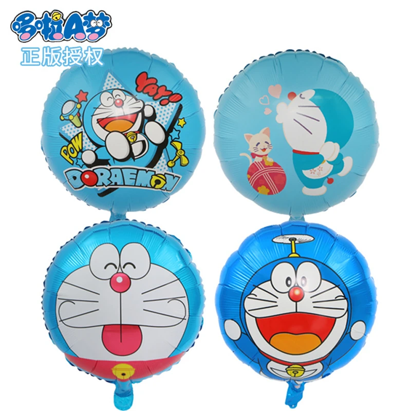 

18inches Crown Clock Cat Aluminum Film Balloon Cartoon Doraemon Robot Cat Balloon Birthday Party Decoration Balloon