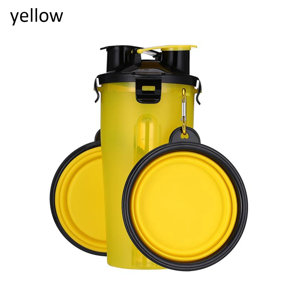 yellow Бутылка для воды для собак, питьевая вода для собак, кормушка для собак, складная миска для собак на открытом воздухе, дорожная бутылка для воды, миска для воды для собак - Цвет: yellow