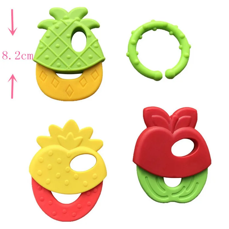 4Pcs/set Baby Teether Baby Teething Rattle Toys Food Grade Teething Rattle Infant Stuff Baby Accessories Toddler Products