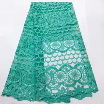 

2019 Best Selling Swiss voile lace Green African Fabric Nigerian French Fabric New High Quality Nigeria Tulle cord Lace Fabric