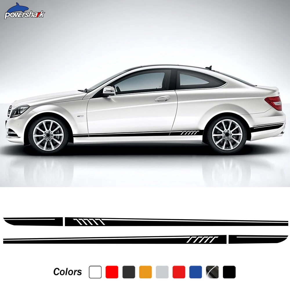 2 шт. выпуск 507 дверь сторона полосы юбка Наклейка для Mercedes Benz C Class W204 C63 AMG Coupe C180 C220