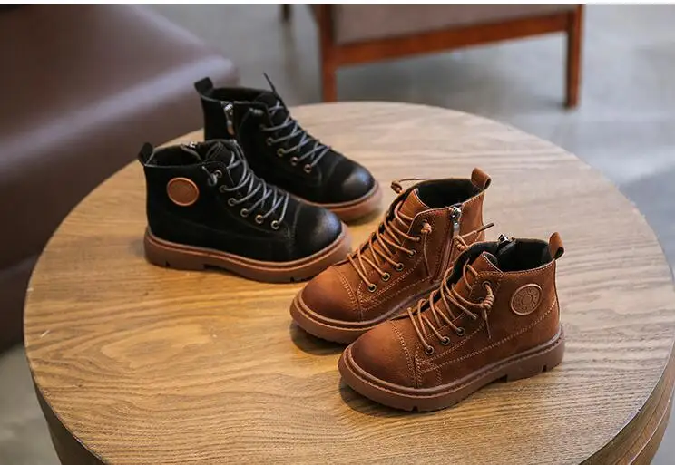 Kids Shoes Winter Fashion Girls Retro Black Martin Boots Boys British Style Shoes for Children Casual Booties