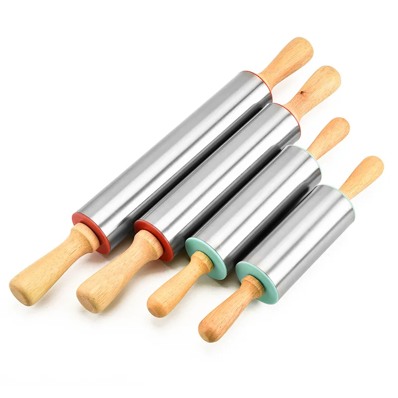 

Stainless Steel Rolling Pin for Baking Bakery Cookies Chapati Fondant Dough Pastry Pizza Pie - Non-Stick Metal Rolling Pin