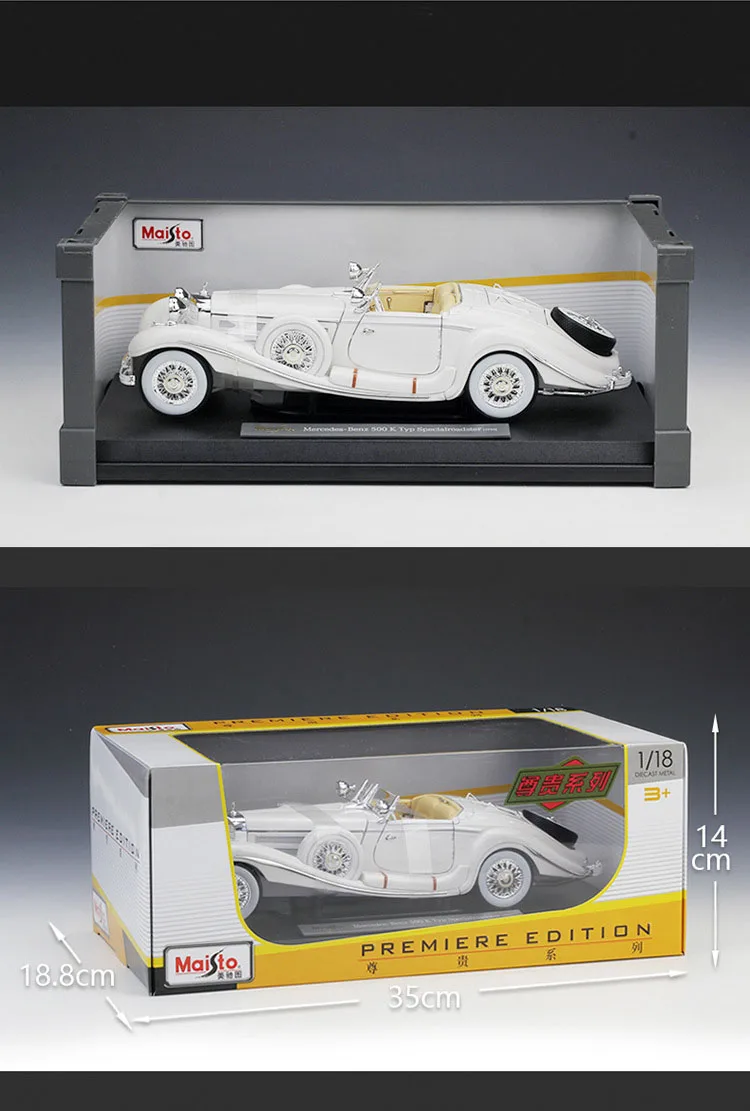 Bburago 1:18 Масштаб Benz 500k литой под давлением сплав Антикварная Модель автомобиля игрушки классическая версия литой металл винтажная Модель автомобиля игрушки