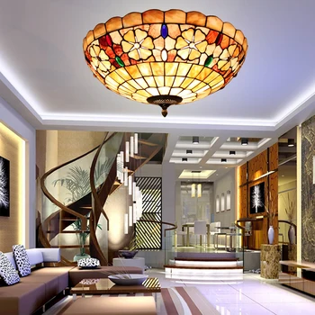 

europe modern tiffany ceiling light shell bedroom balcony hallway ceiling lamp 20inch