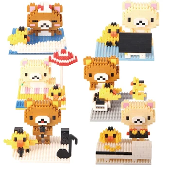 

LNO Cute Japanese Rilakkuma Relaxed Bear Kawaii Animal Mini Blocks Diamond Blocks kids Building Brick DIY Model Educational Toys