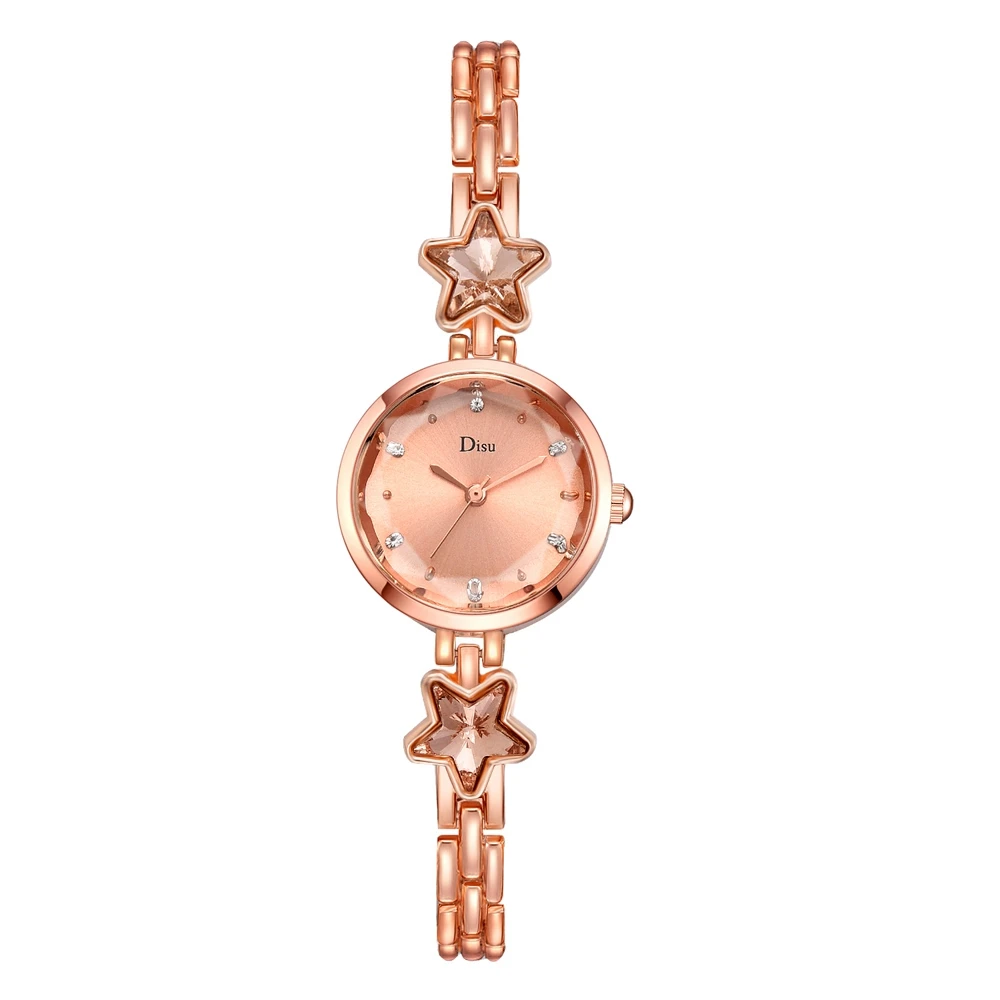 Rose No Bracelet Disu Brand Bracelet Dress Quartz Watches For Women Luxury Rose Starry Star Design Fashion Creative Ladies Clock Reloj Mujer - Цвет: Rose No Bracelet