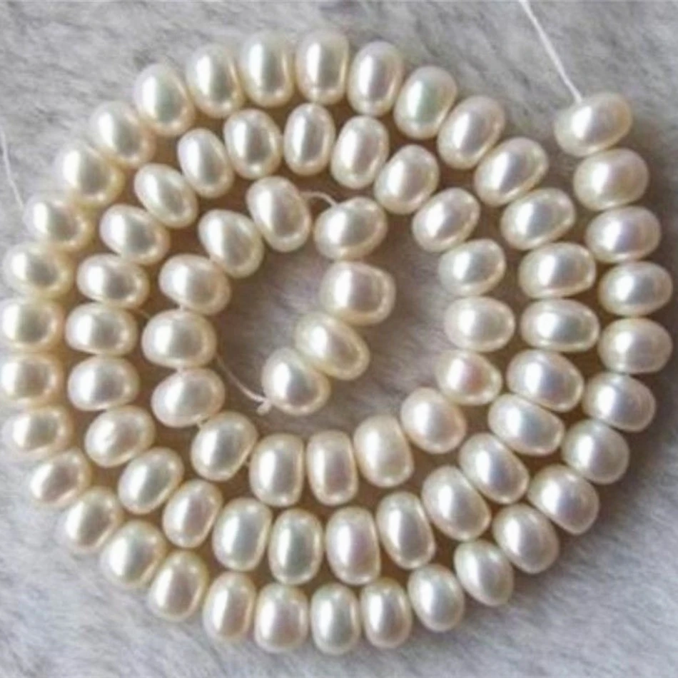 

Charming 5-7mm natural white freshwater cultured abacus rondelle pearl beads hot sale high grade women jewelry making 15inchBV29