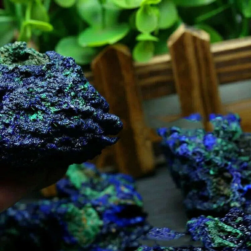 Природный Азурит Малахитовый Geode образец кристаллического минерала камень Reiki
