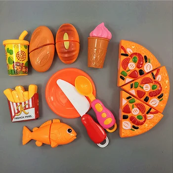 

Plastic Fruits Vegetables Kid Cutting Toy Pizza Icecream Bread Fish Food Toy Children Fake Simulation Educational Gift Girl Boy