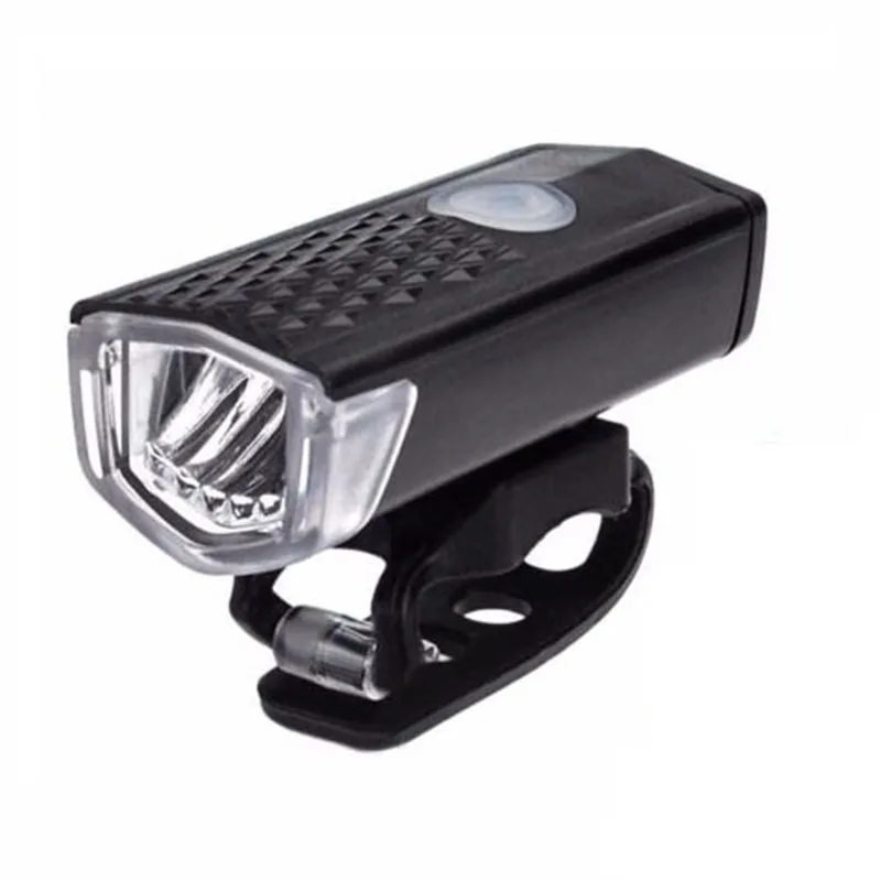 Фонарик для велосипеда, USB Перезаряжаемый, 300 люмен, 3 режима, передняя фара для велосипеда, велосипедный светодиодный фонарик - Цвет: Black