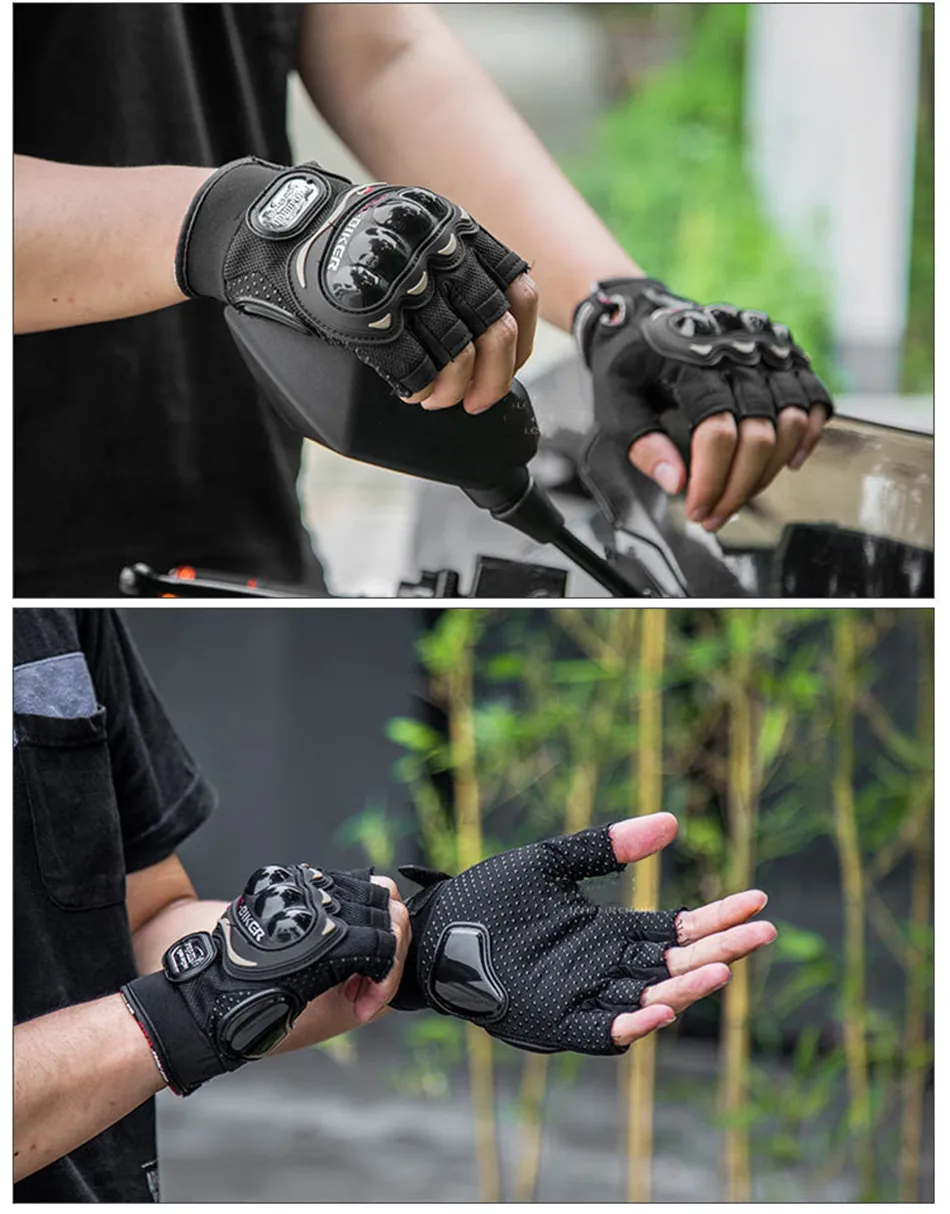 Motorcycle Gloves Outdoor Fingerless Hard Knuckle Motorcycle Motocross Cycling Skid Protection Equipment Hard Fingerless Gloves