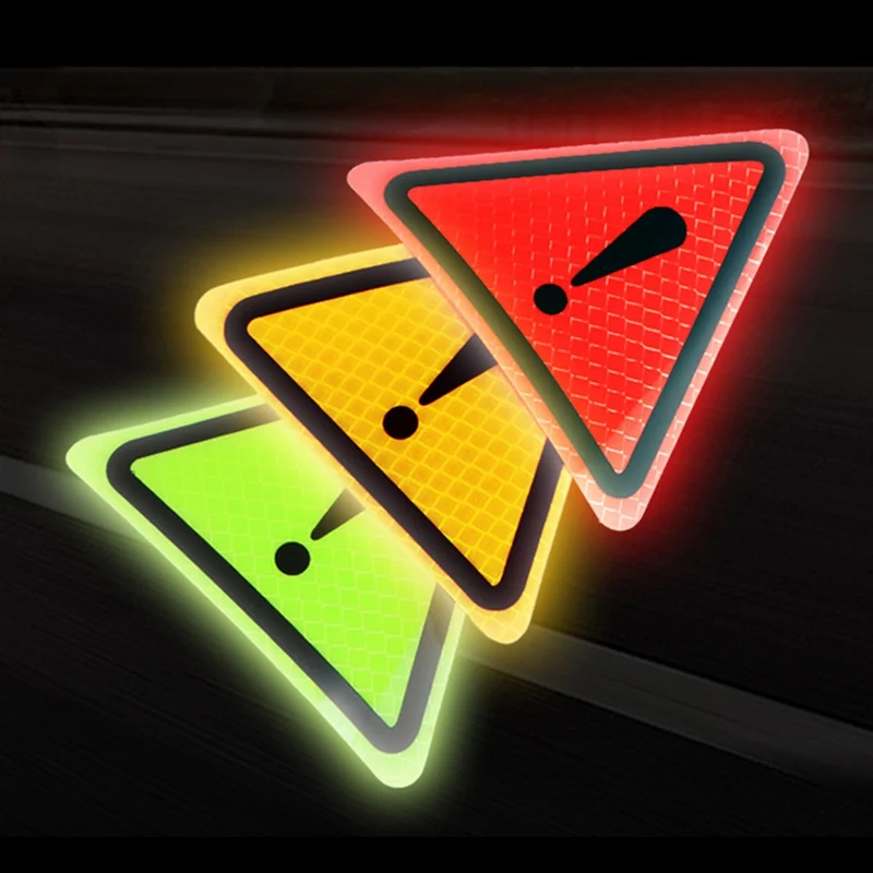 

Car Reflective Triangle Warning Sticker Automotie Motorcycle Decoration Decal Accessories Rear Tail Bodywork Safety Sticker