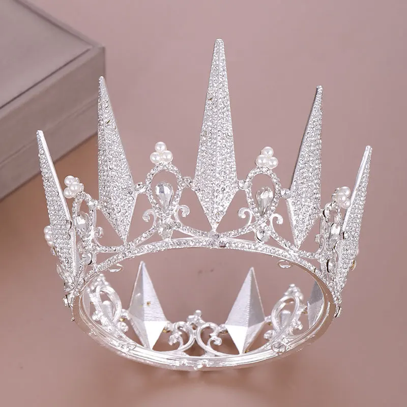 Корона в европейском стиле Лидер продаж полный круг Хрустальная корона свадебные украшения для головы принцесса торт ко дню рождения корона