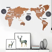 Большая карта мира настенные часы современный дизайн украшения для гостиной 3D часы наклейки большие настенные часы домашний декор бесшумные