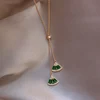 Vente chaude vert zircon cristal en forme d'éventail géométrique collier pendentif collier élégant parti dames collier bijoux pour les femmes ► Photo 1/6