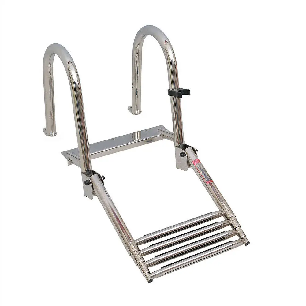 Boat Inboard Rail 4-Step Folding Ladder 316 Stainless Steel Telescoping Ladder Swim Platform Yacht Dock Ladder