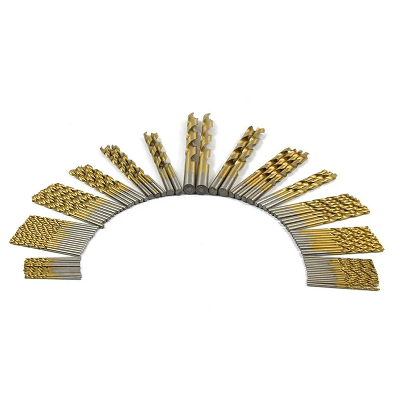 LAMEZIA 99pcs Twist Drill Bit Set Power Tool Kit High Quality HSS Titanium Coated Tool Set Woodworking Wood Drilling