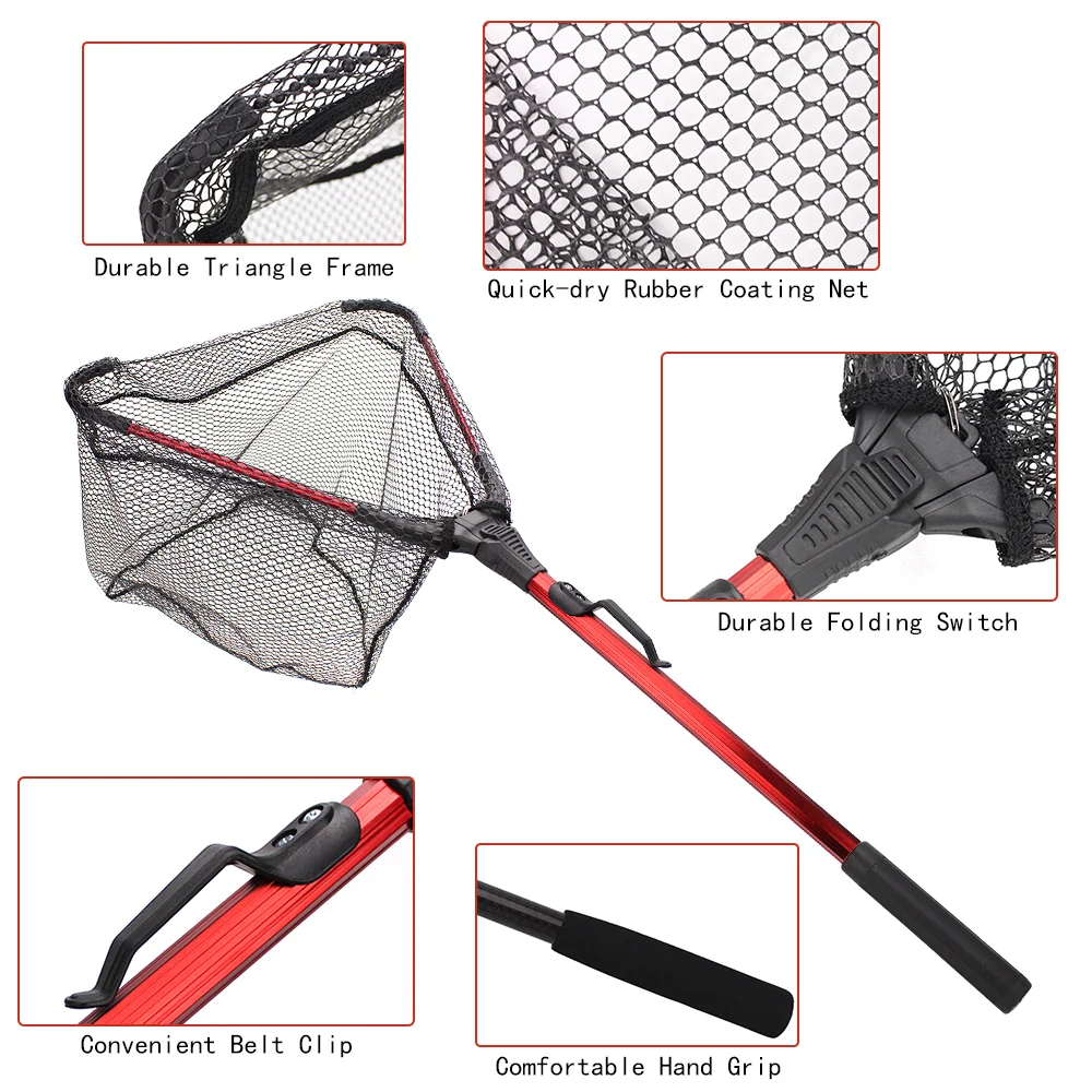 Rete Da Pesca Telescopica Alluminio - Retino Pieghevole Per Pesca Outdoor