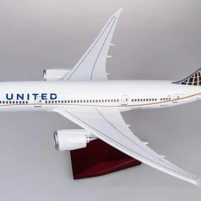 43 см Американский Юнайтед эйрлайнс 1/130 масштаб самолет Боинг B787 Dreamliner модель самолета светильник колесо литой пластик Смола самолет