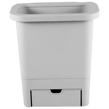 

12L Kitchen Trash Can for Cabinet Door Trash Bin Plastic Waste Bin with Garbage Bag Storage Box Kitchen Compost Caddy-Gray-A