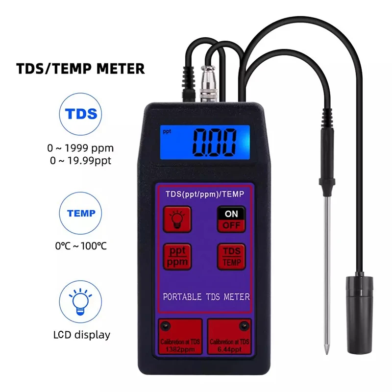 

Portable 2 in 1 TDS Temperature Meter Aquarium Pool Drink Water Quality Analyzer Filter Measuring Purity PPM Tester