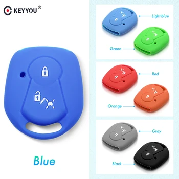 

KEYYOU 30pcs 2 Buttons Silicone Car Key Cover Fob Car-Styling Case For Ssangyong Actyon Kyron Rexton Remote Case Protection