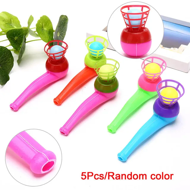 2021 5pcs Children's Toy Air Blow Gun And Ball Children's Air Blowing Toy Gift Plastic Tube Ball Toy Color Random New 6