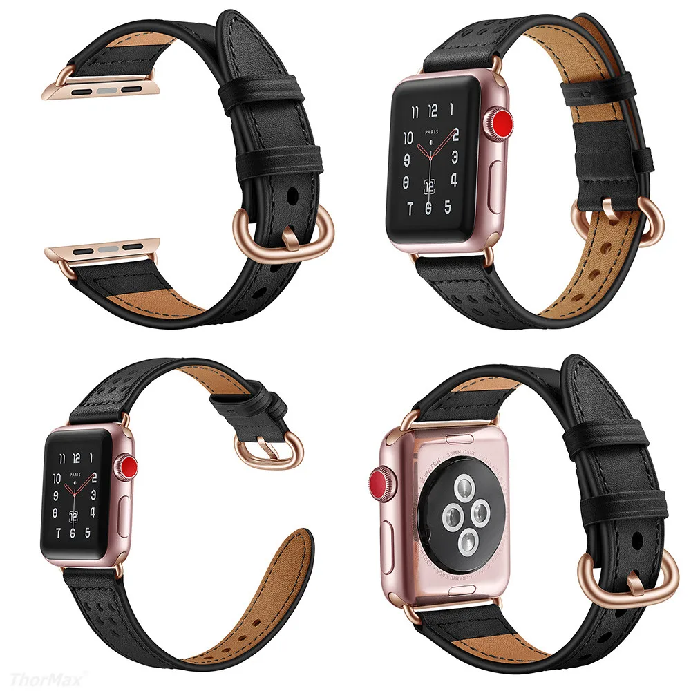 Тонкая талия форма кожаная Петля ремешок для наручных часов Apple Watch 38 мм 40 мм пряжкой цвета розового золота браслет, ремешок для наручных часов iWatch, ремешок Series 5/4/3 ремешок для часов