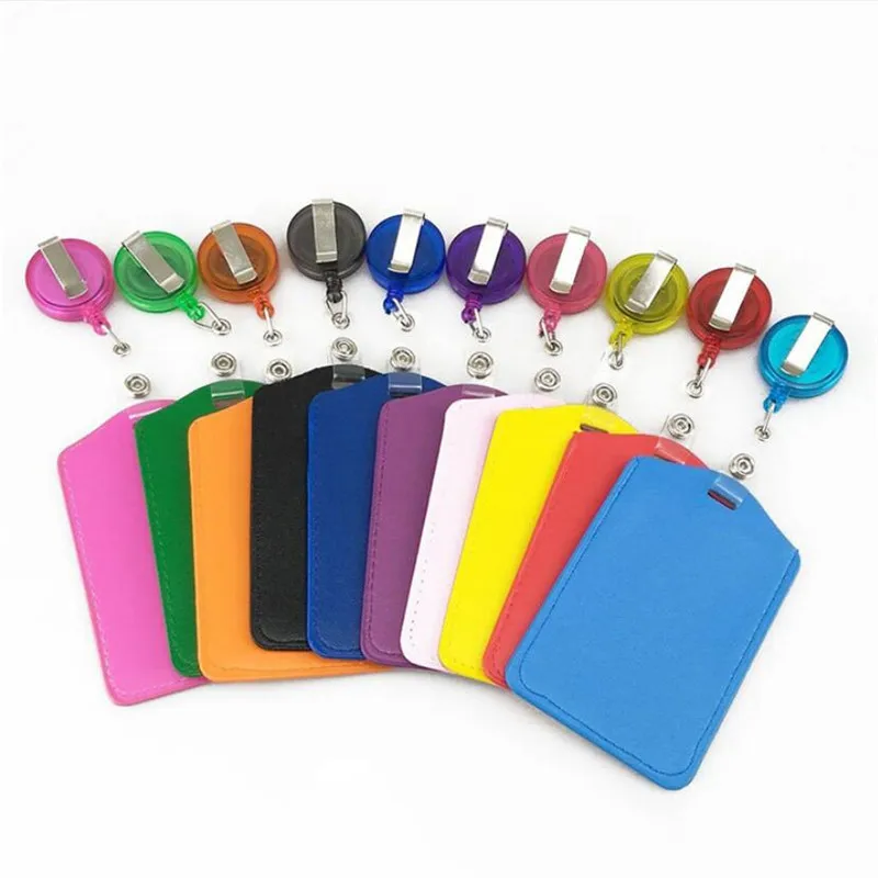 Credit Card Holders With Retractable Badge Reels Clip Name Badge Office School Supplies Identity Protective Card Cover